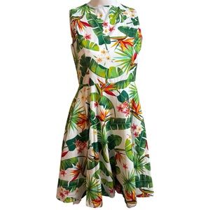 Tropical Print Sleeveless Dress | Tiki